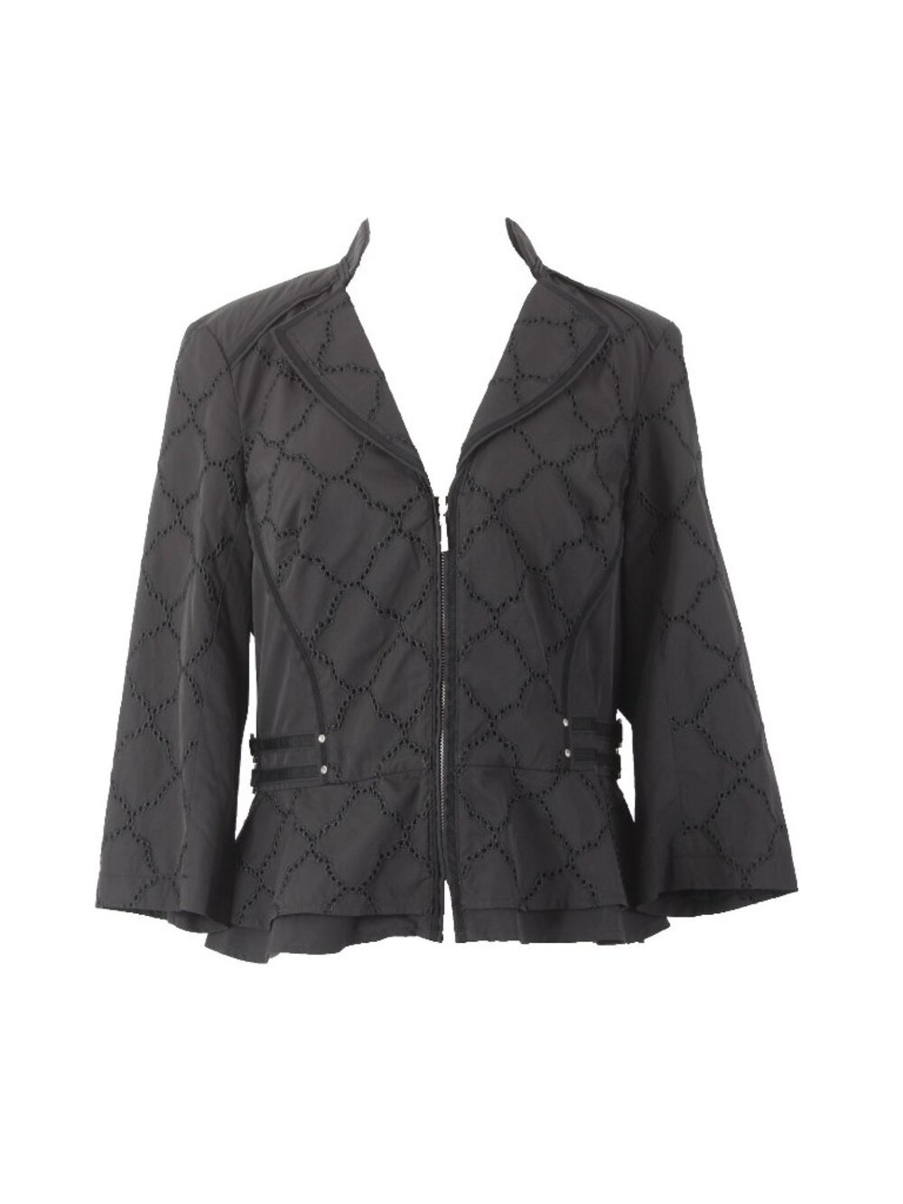 White House Black Market Jacket Sz 12 Black Silver Zipper Polyester Nylon